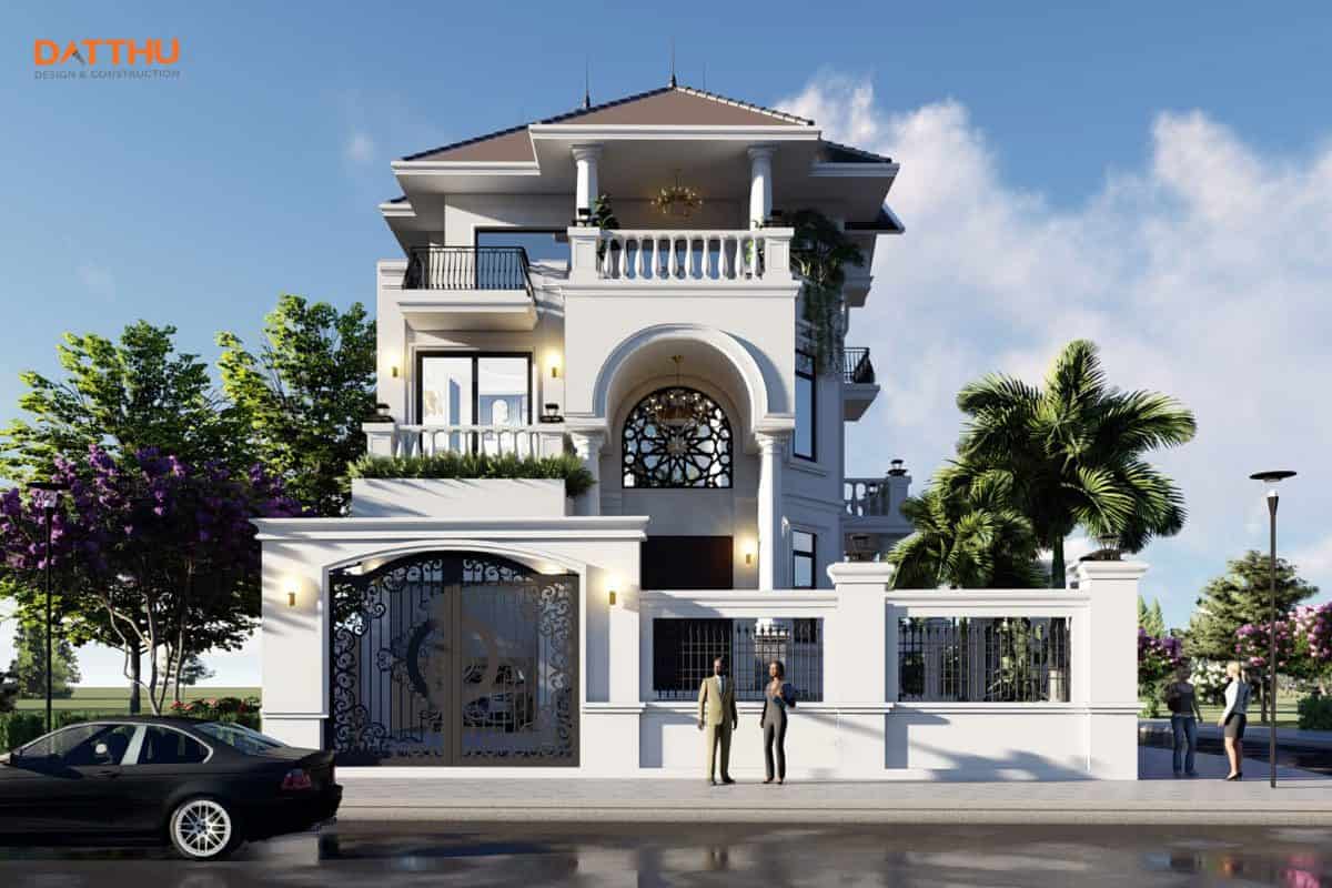 Thiết kế 3D biệt thự 3 tầng mái thái