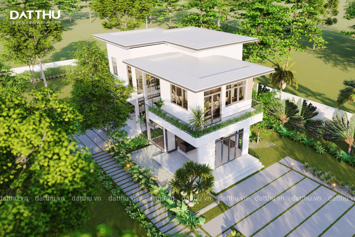 Biệt Thự 2 Tầng 5 Phòng Ngủ: Giải Pháp Thiết Kế Nhà Đẹp 6 Biệt thự vườn 2 tầng nhìn từ xa