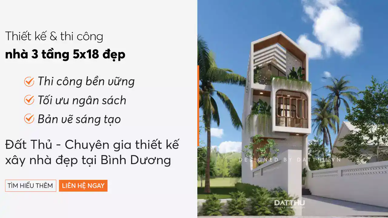 Mẫu thiết kế nhà ống 3 tầng 5x18 đẹp
