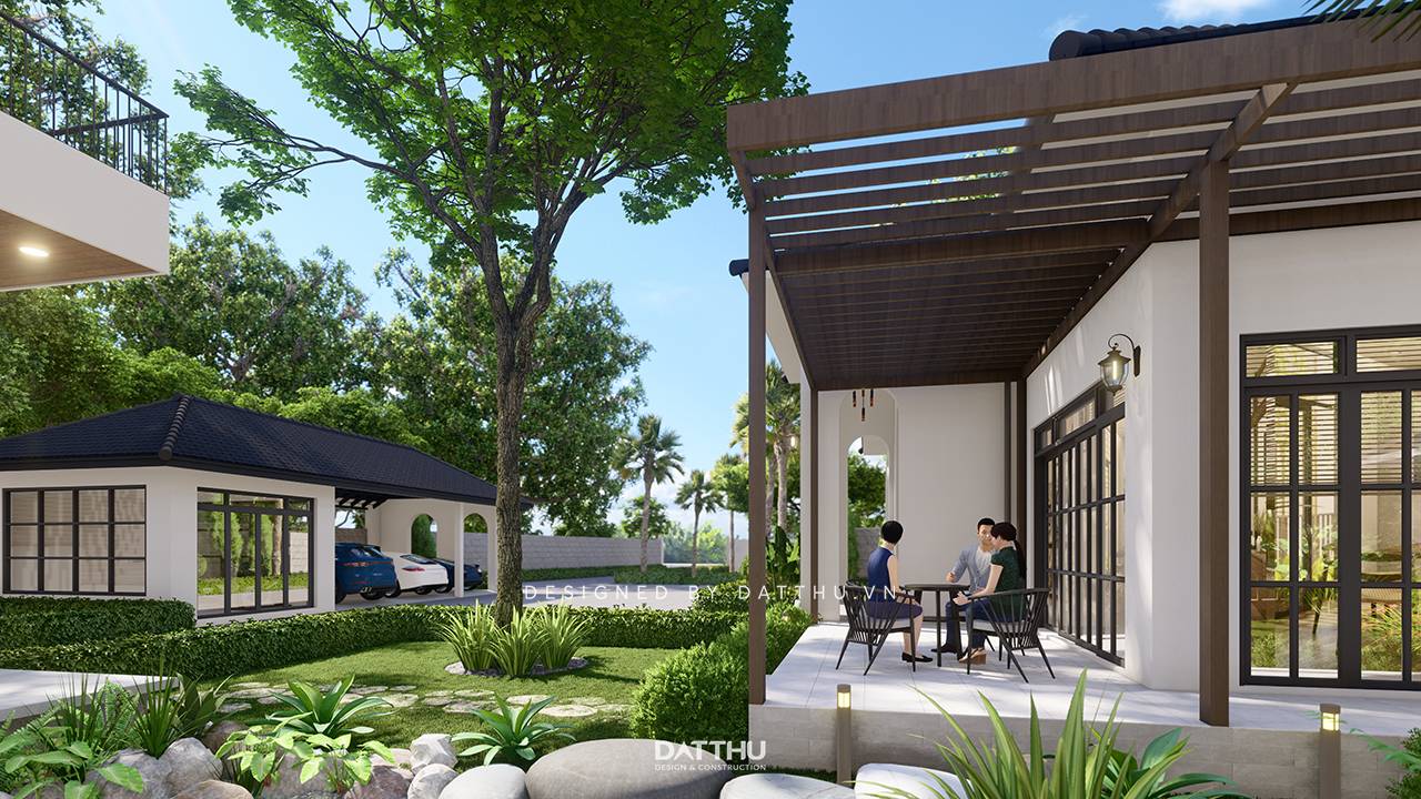 Thiết kế sân vườn xanh mát