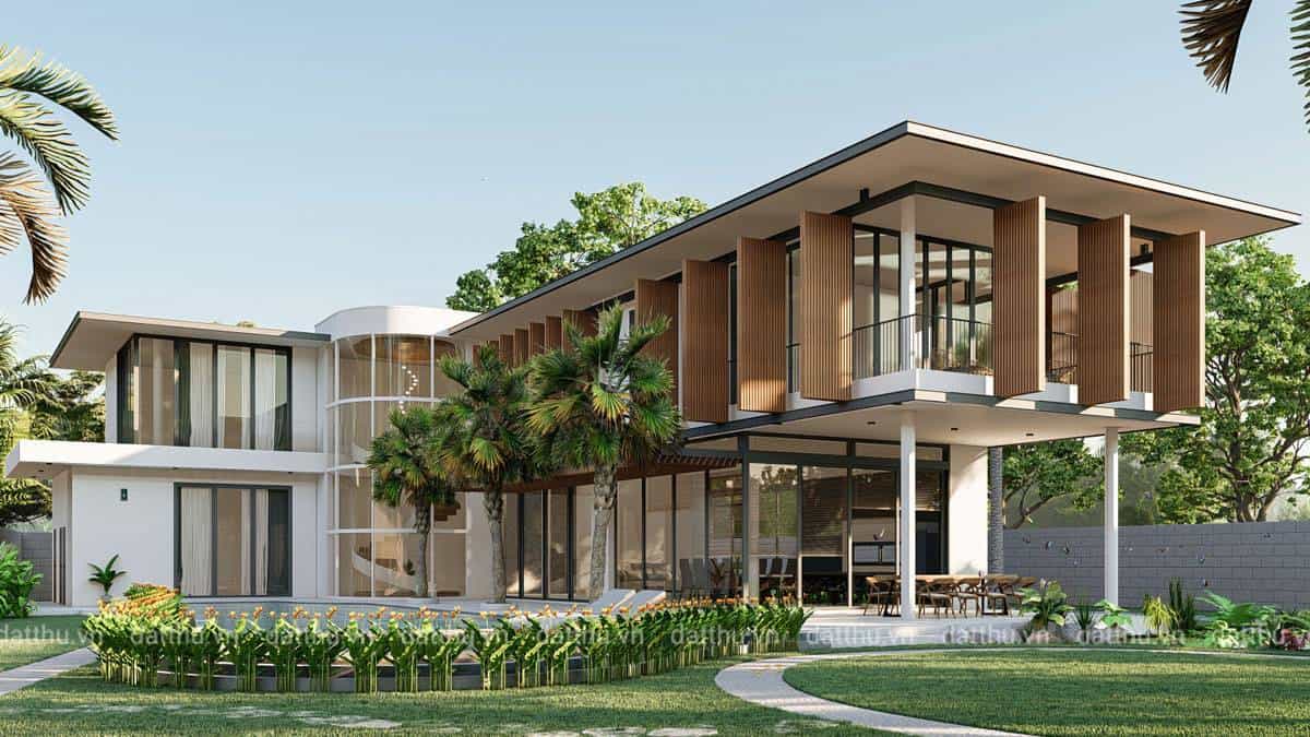 Mẫu biệt thự 2 tầng có bể bơi đẹp
