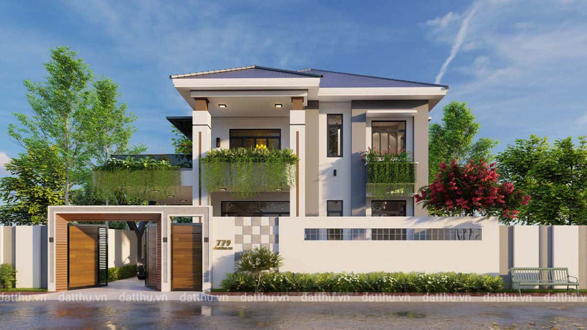 Biệt thự 2 tầng mái nhật đẹp