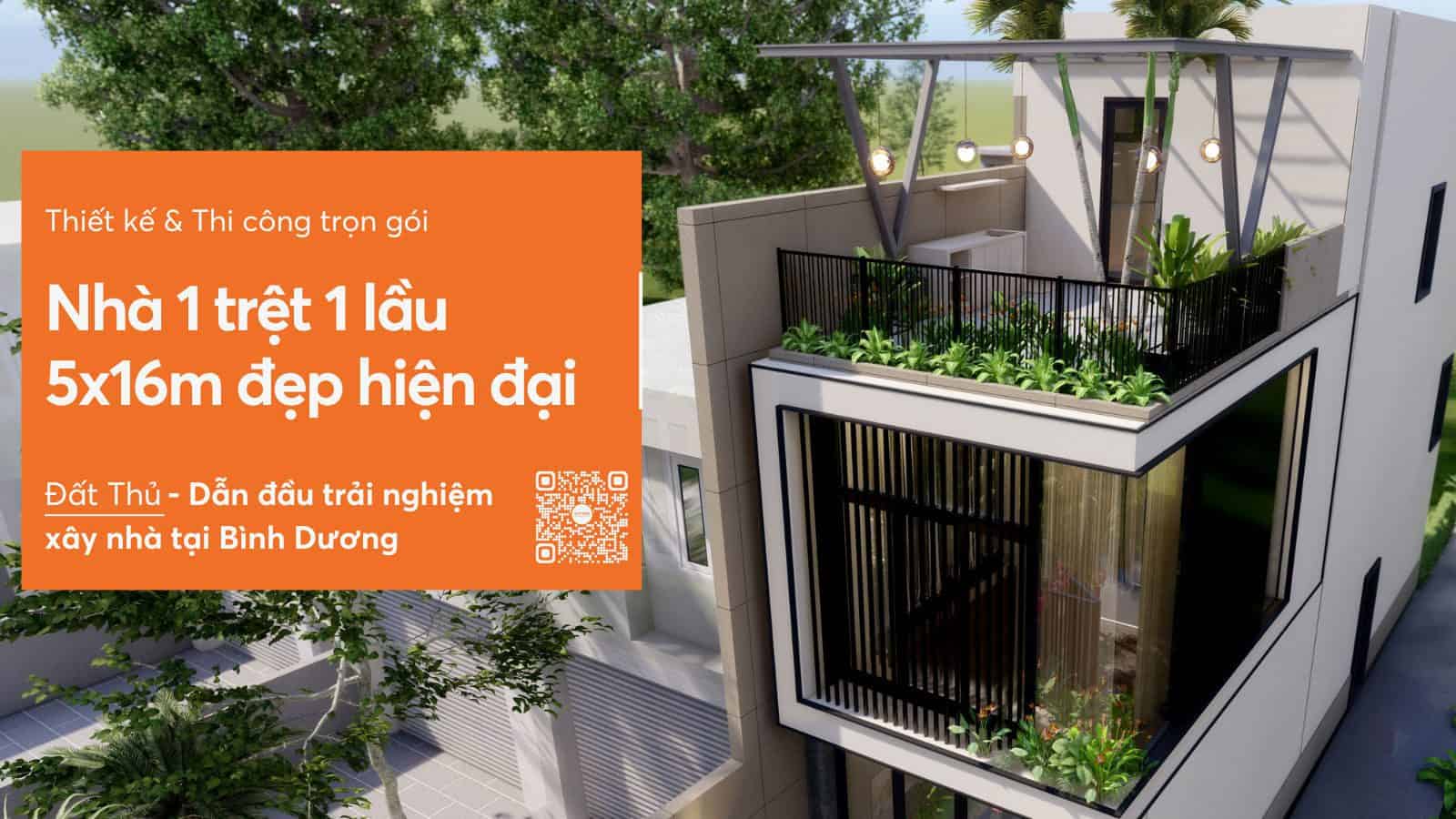 Nhà 1 trệt 1 lầu 5x16 đẹp hiện đại 2024