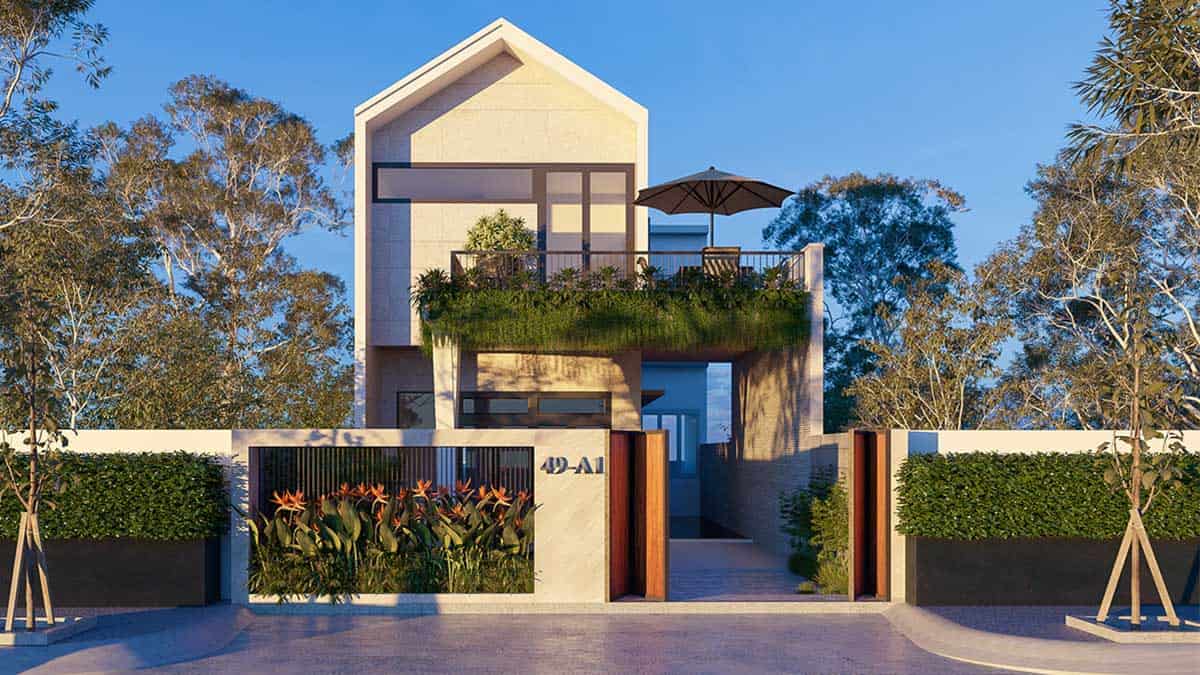 Thiết kế nhà 1 trệt 1 lầu 6x20m