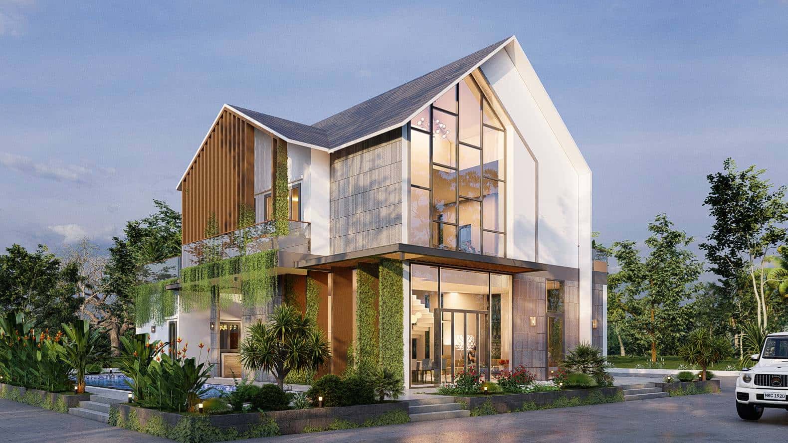 Nhà ống 2 tầng mái thái đẹp 2024