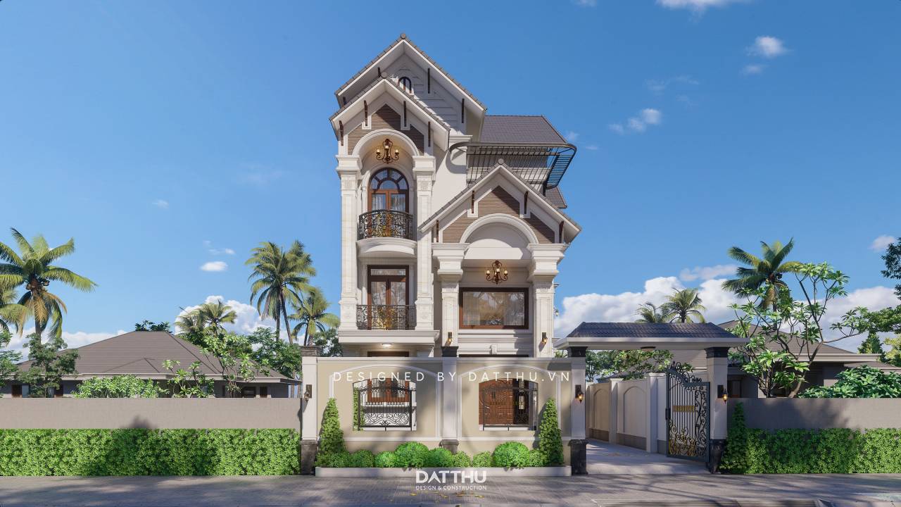 Mẫu thiết kế biệt thự 7x20m mái thái hiện đại