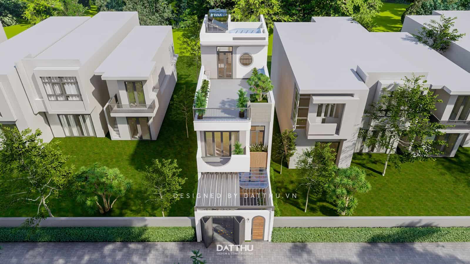 Giải Pháp Đón Nắng Và Gió Cho Nhà Phố Hiện Đại | HDTC2310 | Chị Thanh Bình 34 Nhà phố 3 tầng mái bằng