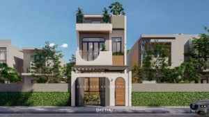 Mẫu bản vẽ nhà 2 tầng đẹp có sân thượng