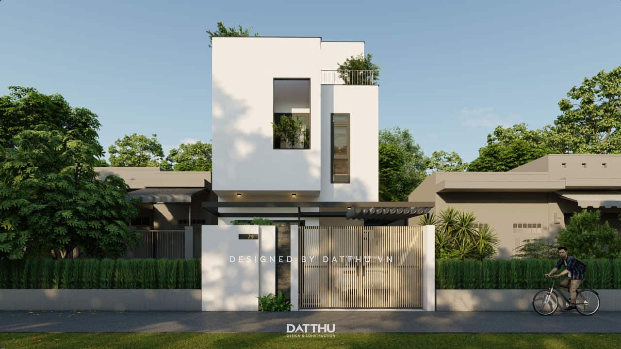 Nhà 2 tầng kết hợp tầng tum hiện đại