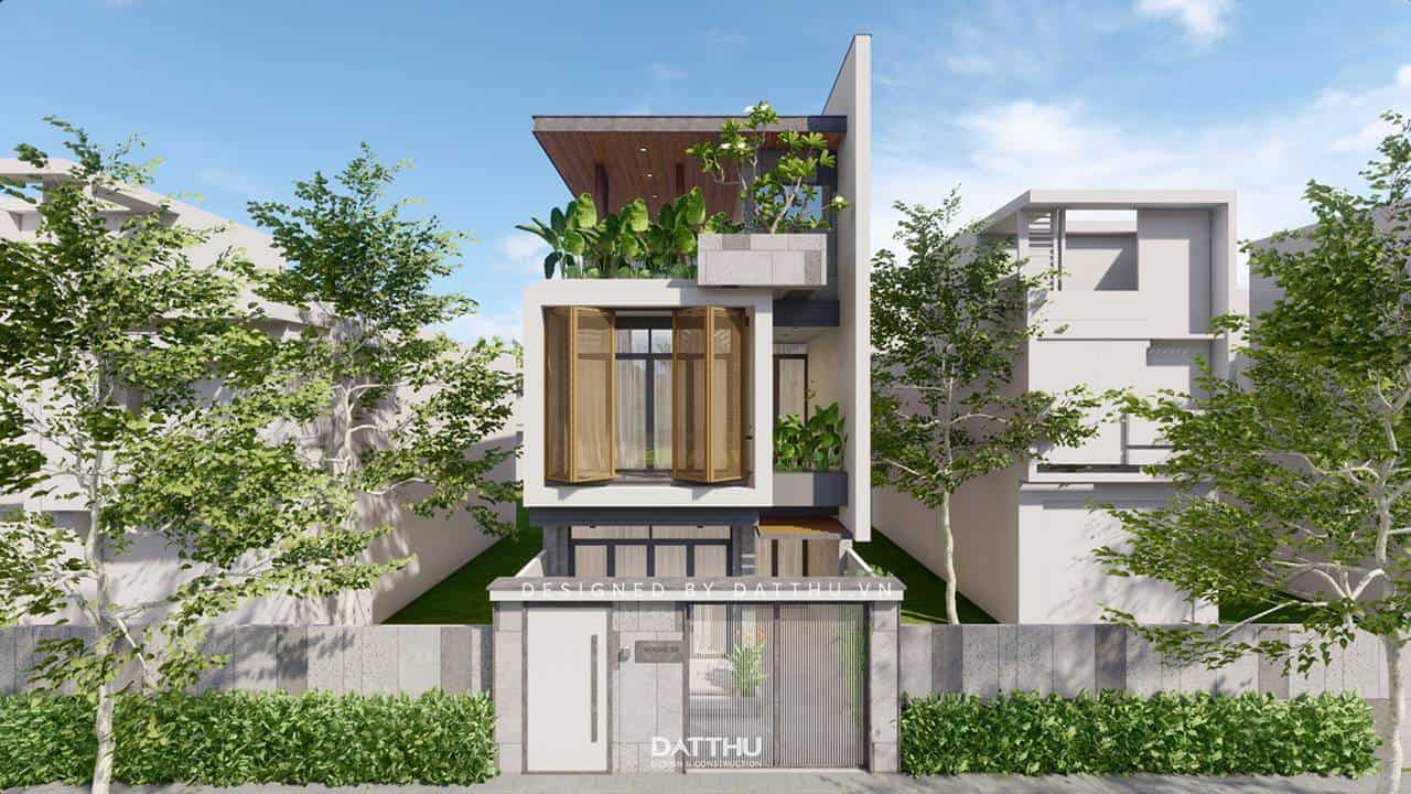 Nhà phố 3 tầng hình khối ấn tượng