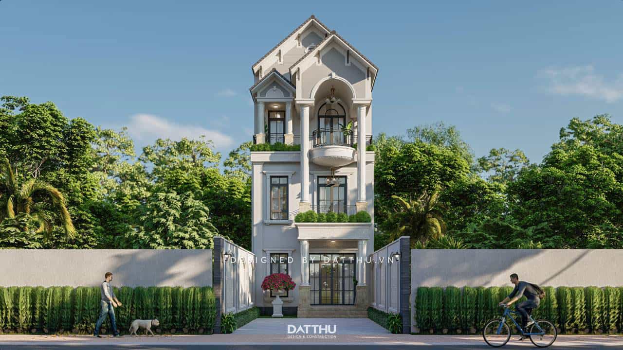 Mẫu thiết kế nhà ống 3 tầng 5m tân cổ điển