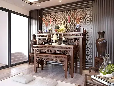 Thiết kế phòng thờ biệt thự sang trọng