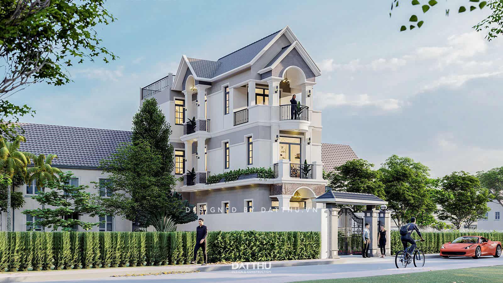 Mẫu thiết kế nhà 3 tầng 6x15m mái thái