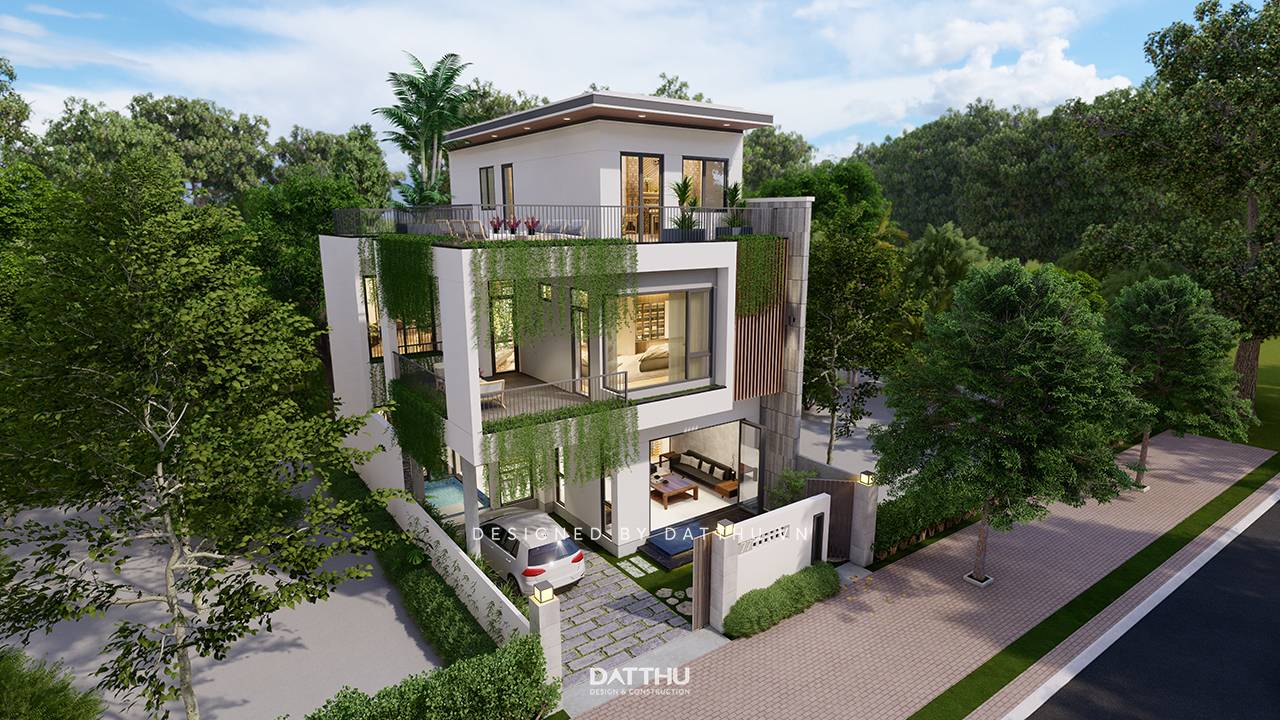Nhà 3 Tầng Thiết Kế Mở - Hài Hòa Cùng Thiên Nhiên | HDTK2037 | Anh Trung 17 Nhà 3 tầng không gian xanh hiện đại