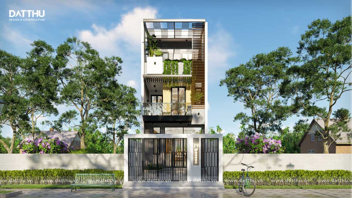 Mẫu thiết kế nhà 3 tầng 5x15m hiện đại 4 phòng ngủ