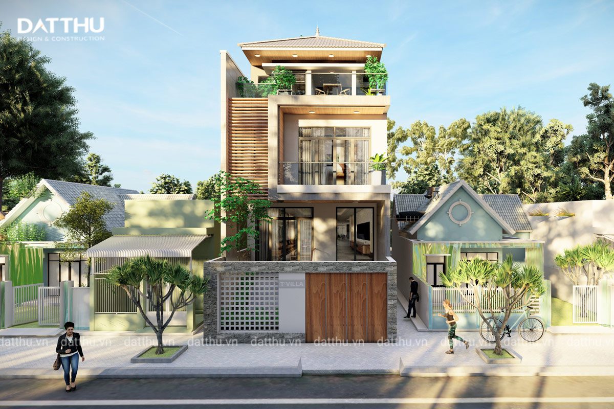 Mặt tiền nhà 3 tầng hiện đại