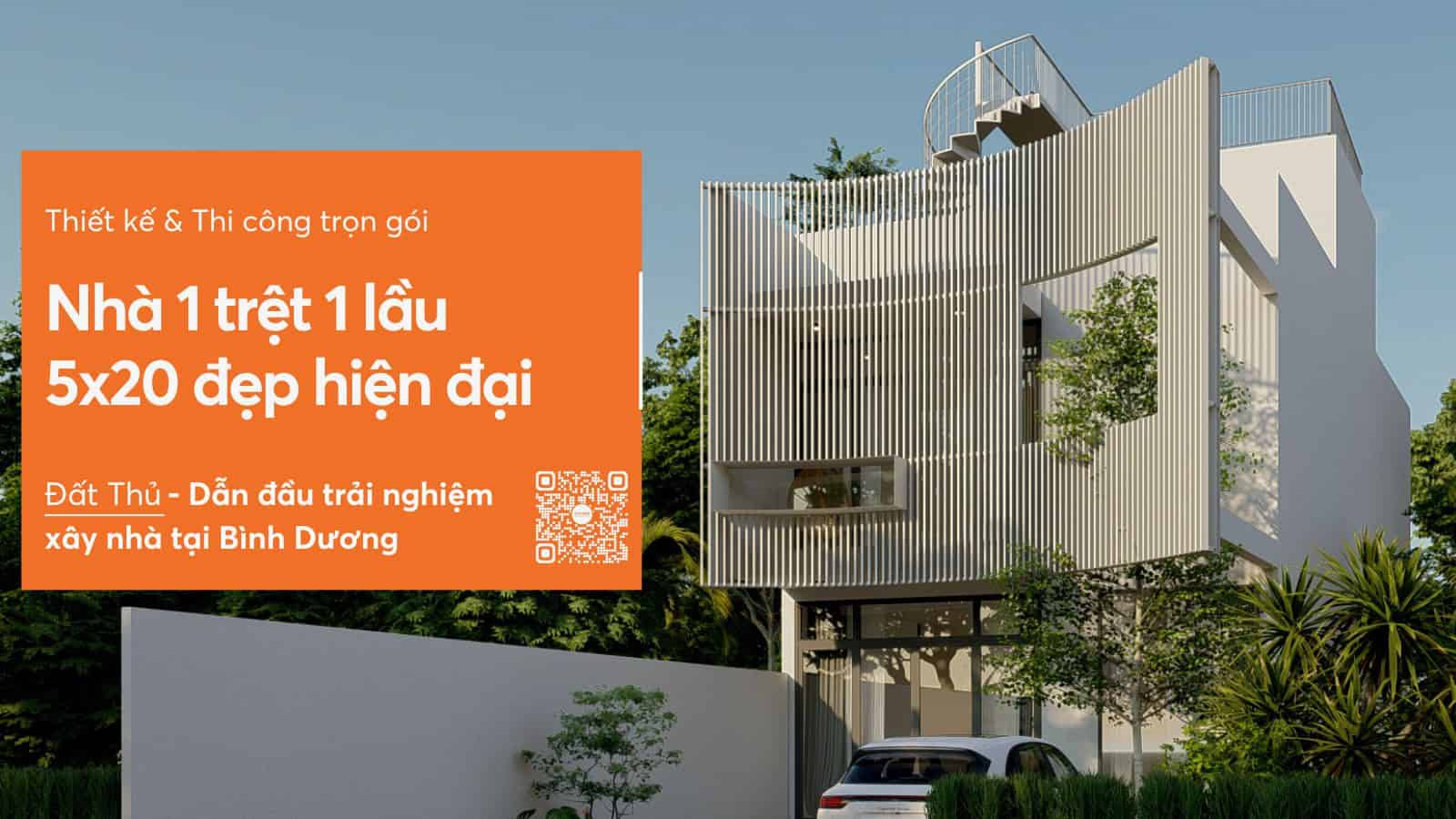 Mẫu nhà 1 trệt 1 lầu 5x20 đẹp