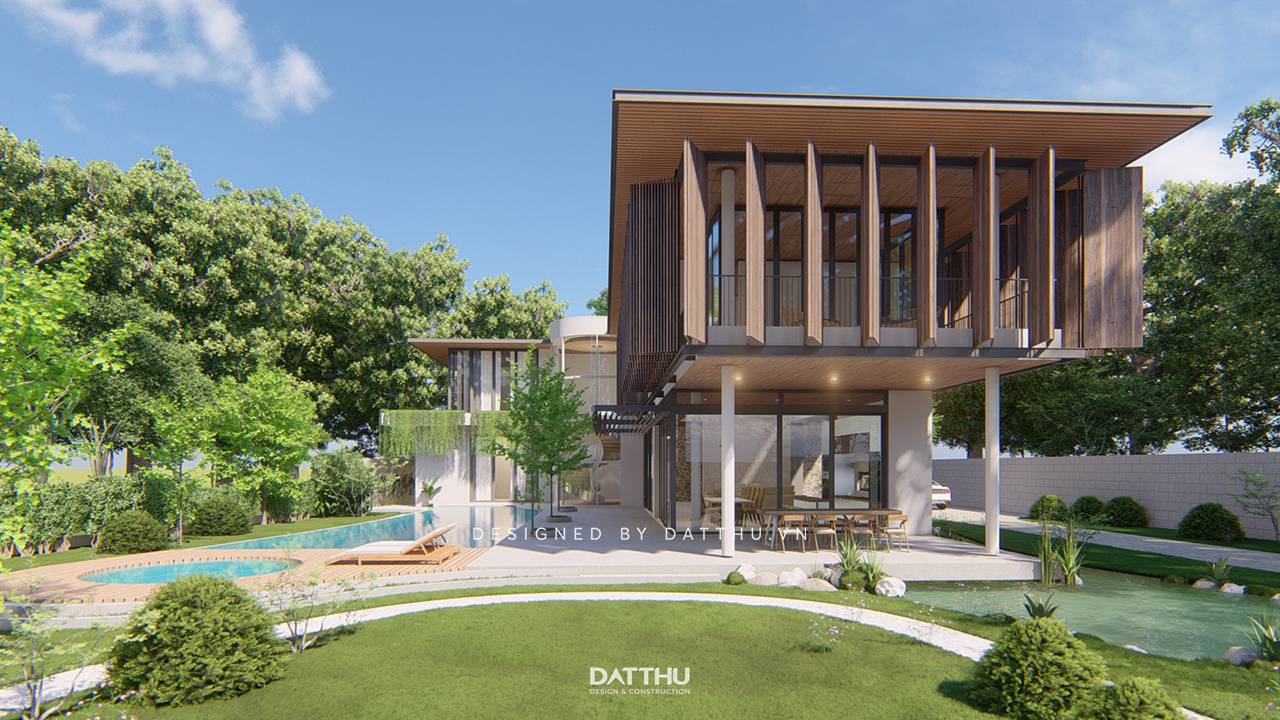 Mẫu nhà chữ L 2 tầng hiện đại đẹp