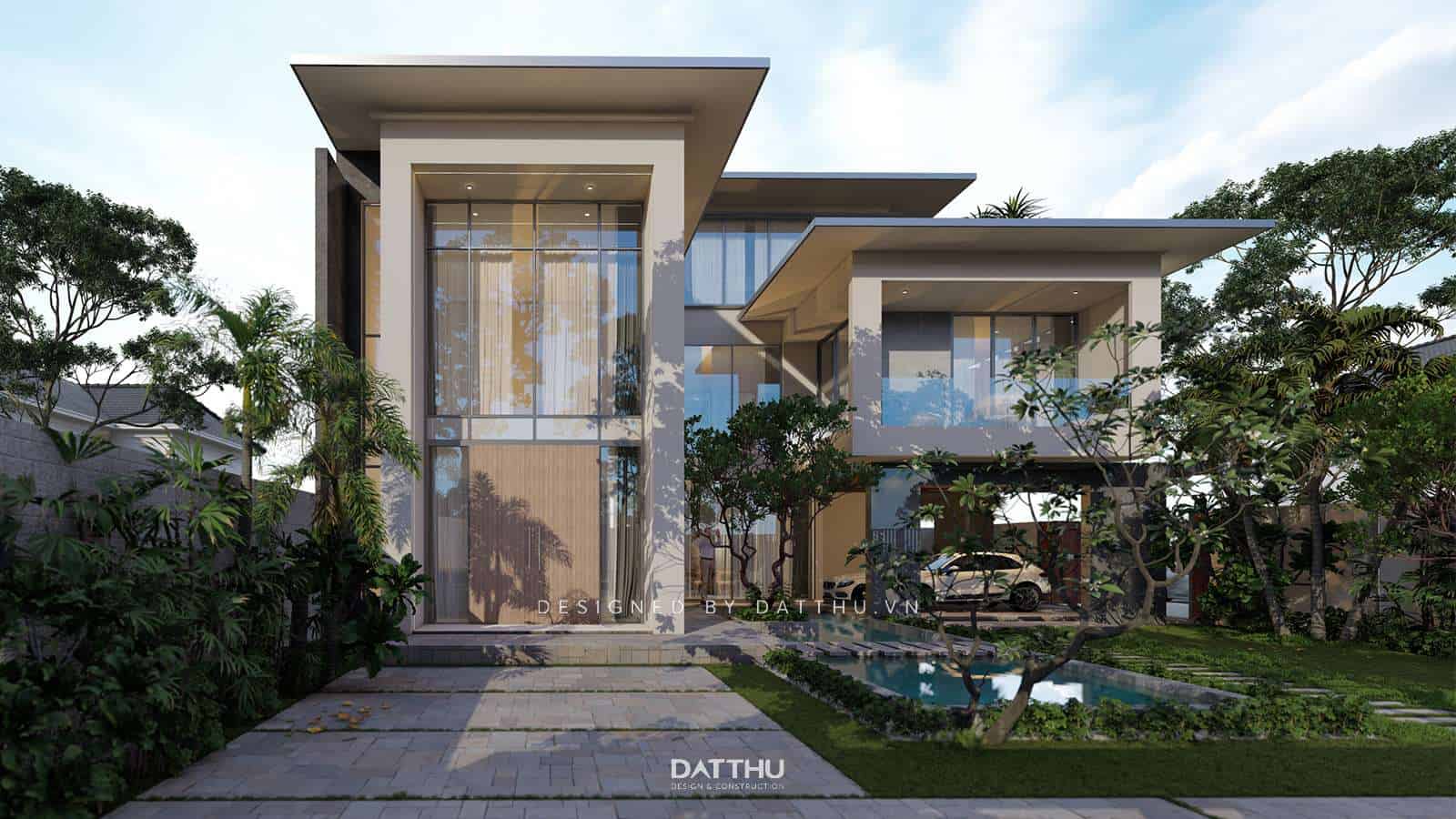 Mẫu nhà 2 tầng không gian mở hiện đại đẹp ấn tượng