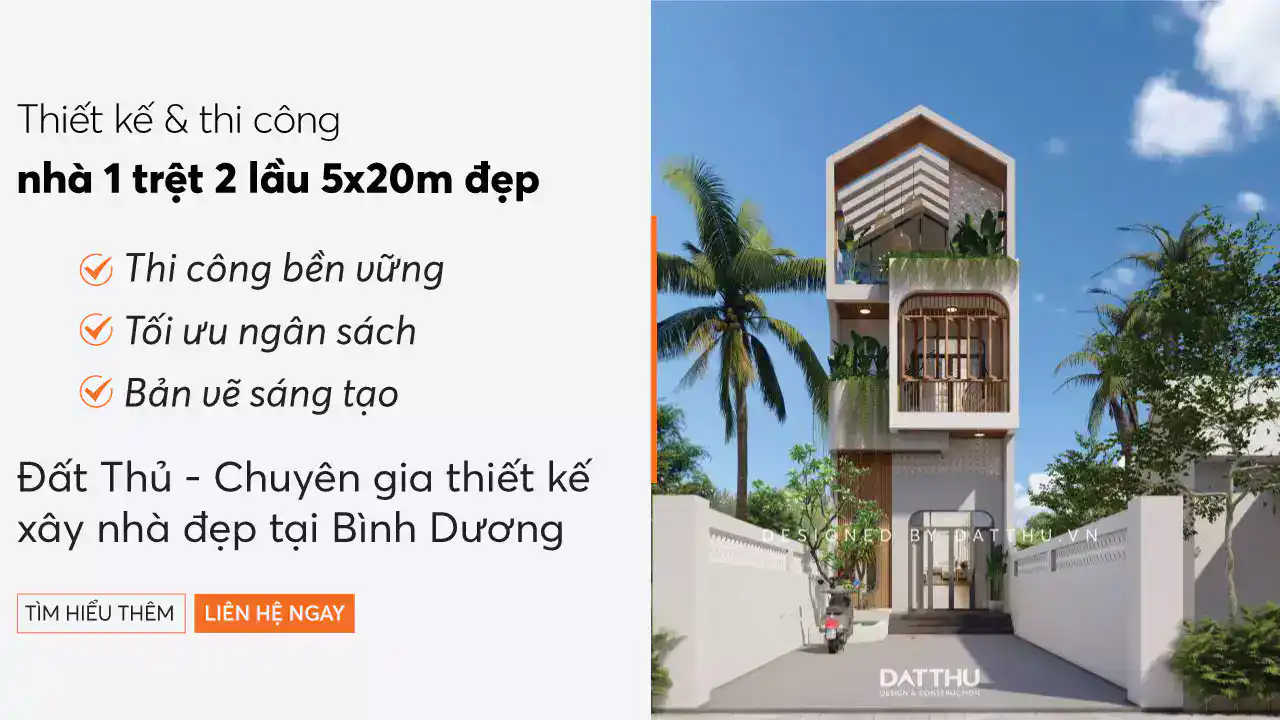 Mẫu nhà 1 trệt 2 lầu 5x20 đẹp 2024