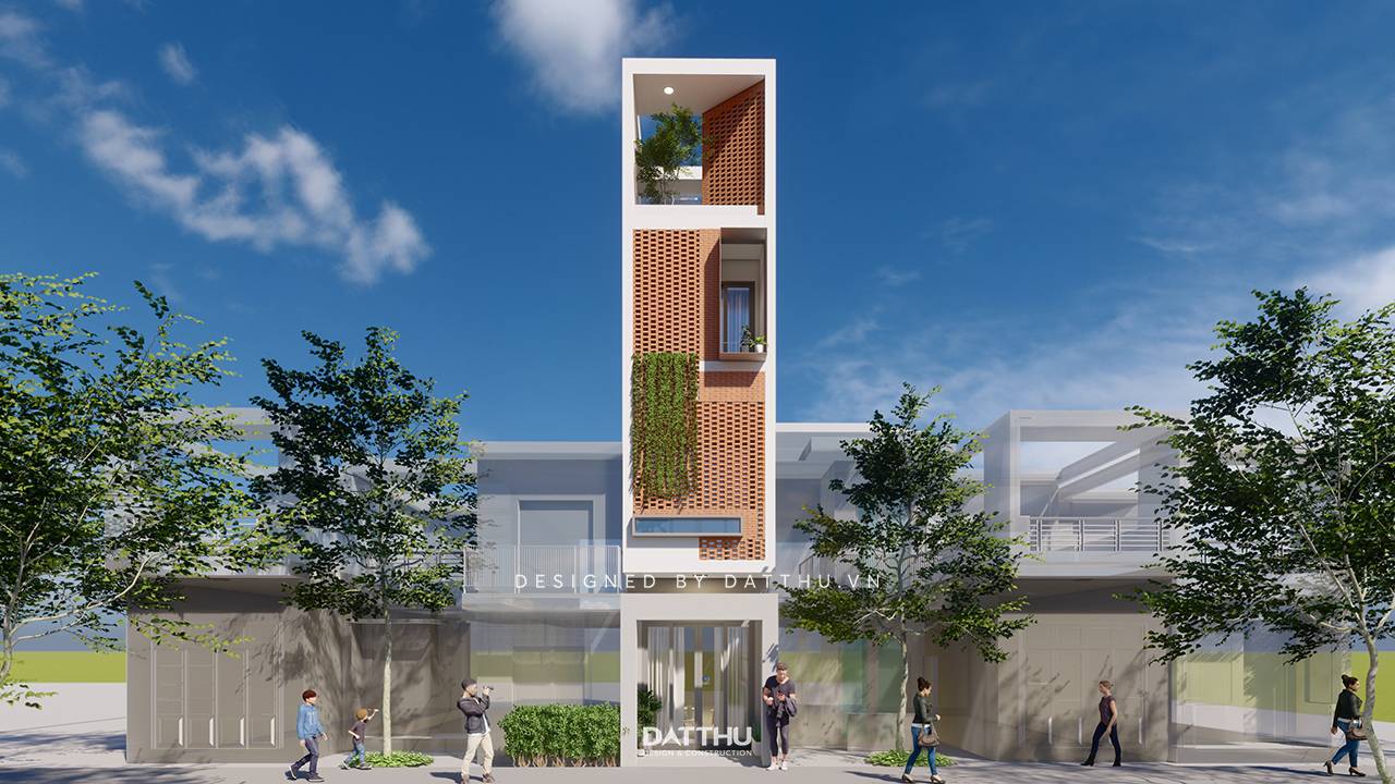 Nhà phố 1 trệt 3 lầu gạch bông gió