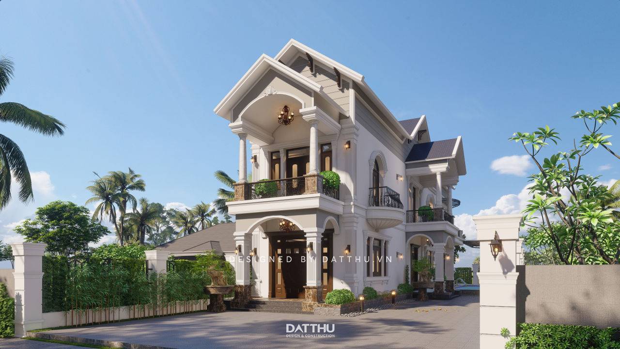 Thiết kế nhà 2 tầng mái thái đẹp hiện đại