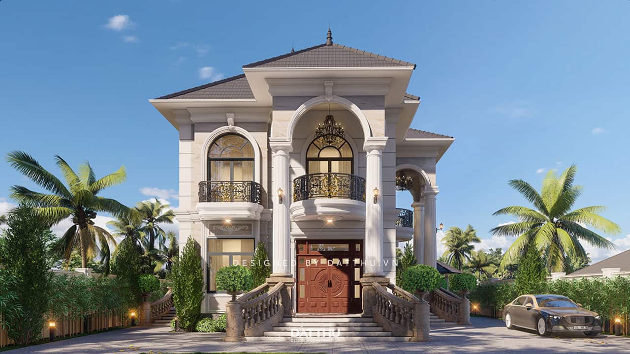 Thiết kế nhà tần cổ điển 2 tầng sang trọng
