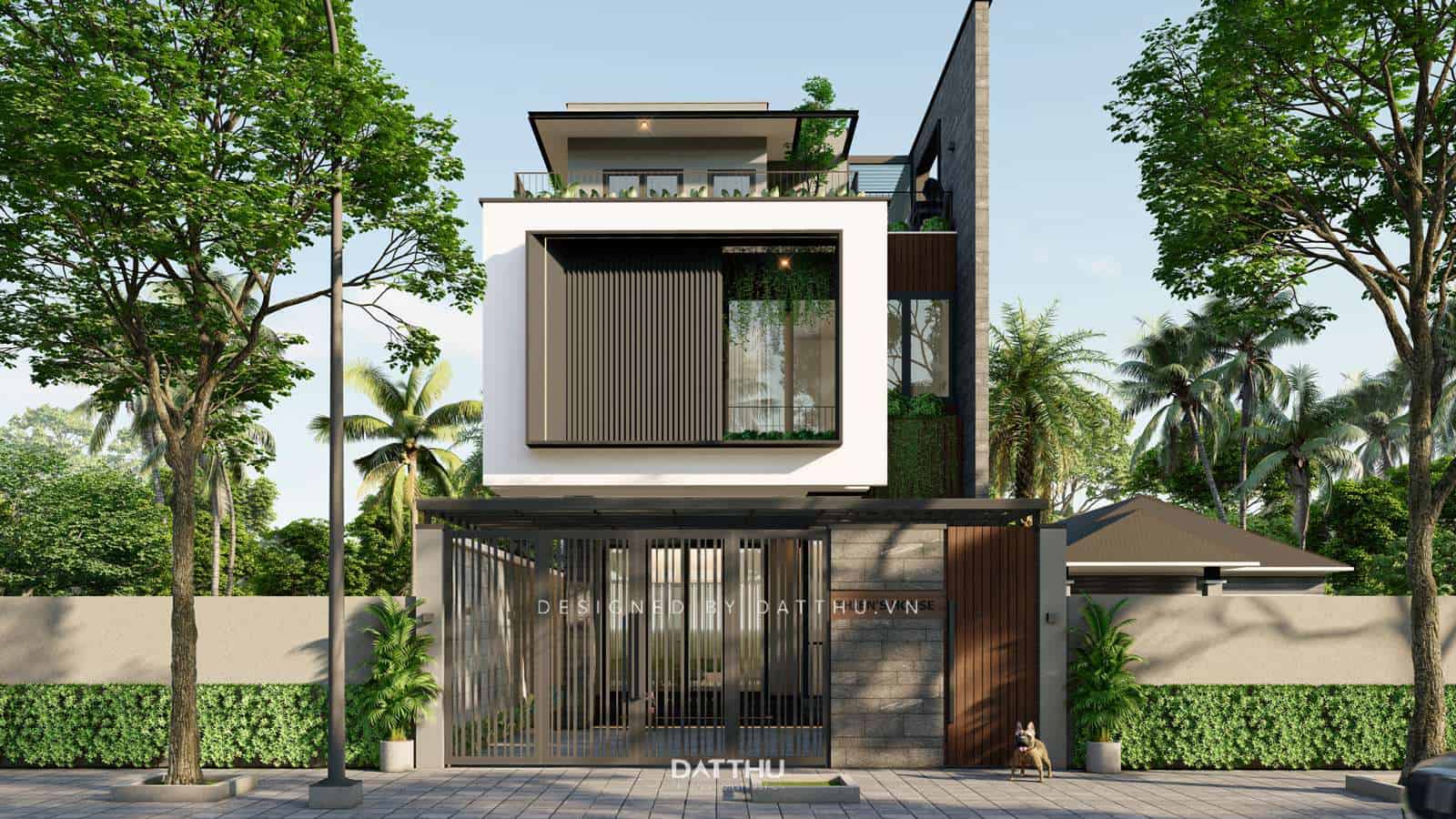 Thiết kế nhà ống 2 tầng 1 tum đẹp hiện đại