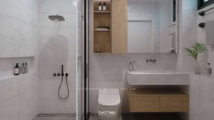 Nhà Hướng Nội - Ngôi Nhà Phố 2 Tầng Ứng Dụng Giải Pháp “Đóng Ngoài Mở Trong” | HDTC2421 76 Nhà vệ sinh hiện đại
