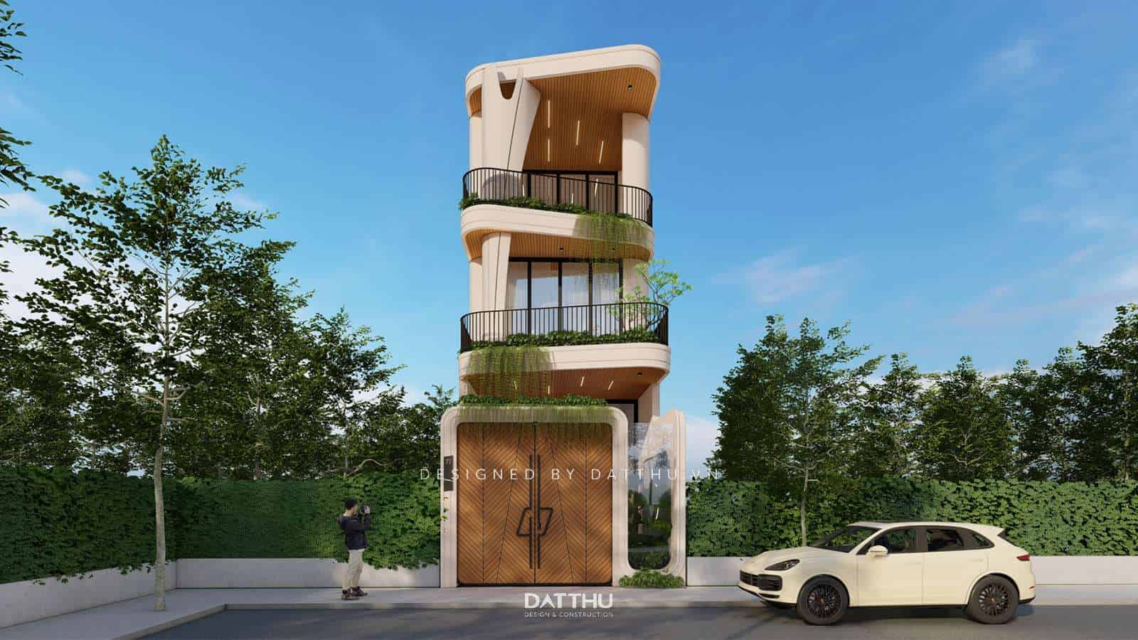 Nhà 3 tầng đẹp lệch tầng