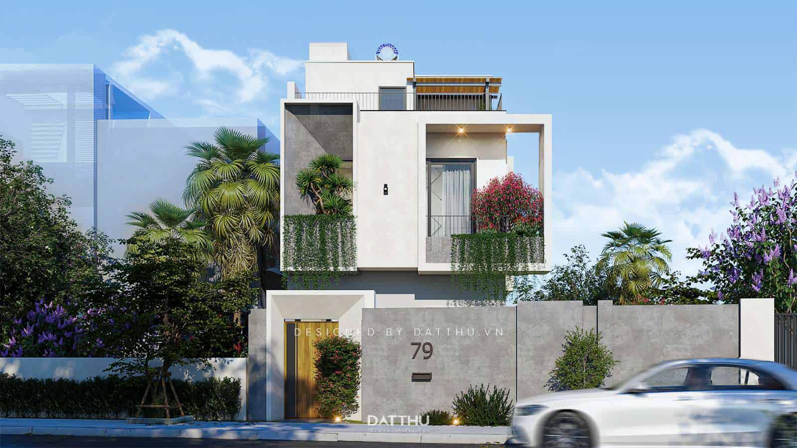 Mẫu nhà 2 tầng 3 phòng ngủ 60m2 hiện đại